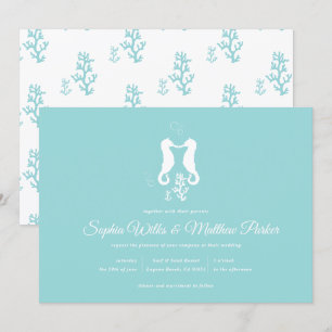 Aqua Seahorse Beach Wedding Invitation