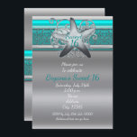 Aqua & Silver Starfish Plage Sweet 16 Invitations<br><div class="desc">Aqua & Silver Starfish Beach Sweet 16 Invitations. Customisez cette élégante invitation pour tout événement.</div>