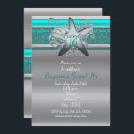 Aqua & Silver Starfish Plage Sweet 16 Invitations<br><div class="desc">Aqua & Silver Starfish Beach Sweet 16 Invitations. Customisez cette élégante invitation pour tout événement.</div>