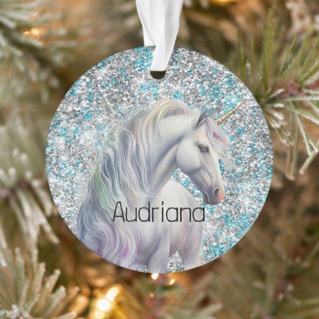 Aqua Silver Unicorn Parties scintillant étincelle (Arbre)