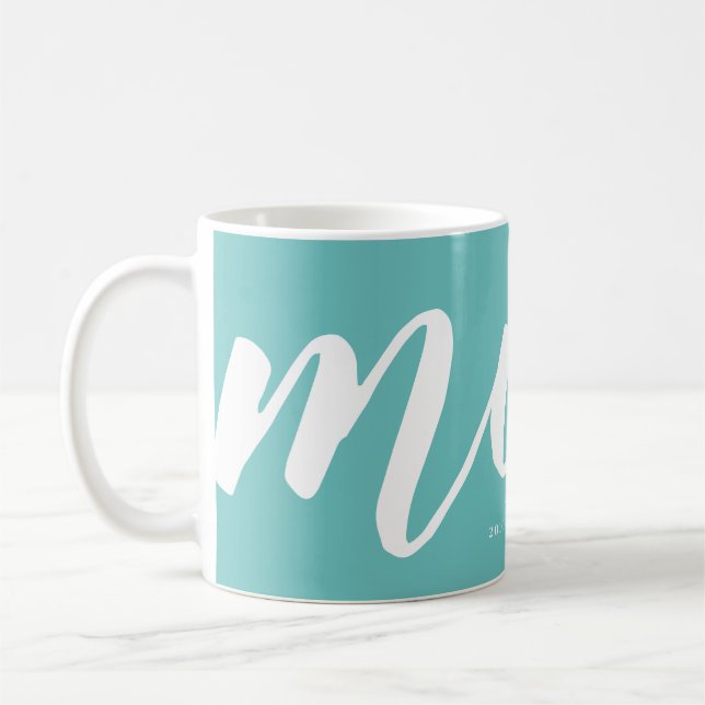 Aqua | Simple Typographie Maman EST. Mug (Gauche)