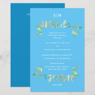 Aqua Sky Blue Floral Budget Mariage Inviter A9