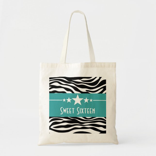 Aqua Stars Zebra Print Sweet 16 Sac (Devant)