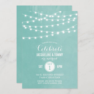 Aqua String Lights Mariage Celebration Invitation