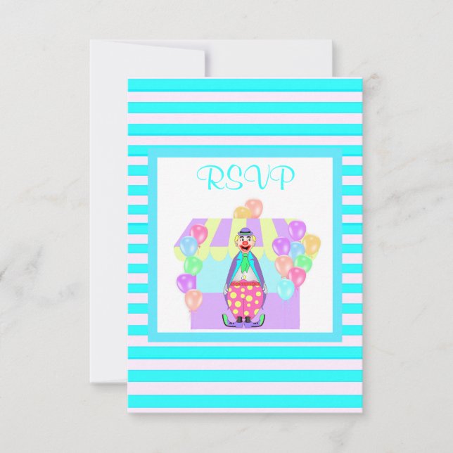 Aqua stripe cirque clown rsvp (Devant)