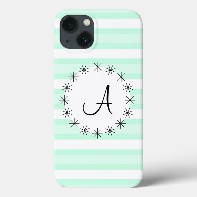 Aqua Stripe 'Monogram' iPad Mini coque (Verso)