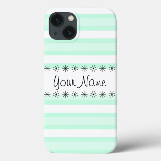 Aqua Stripe 'Nom' iPad Mini coque (Verso)