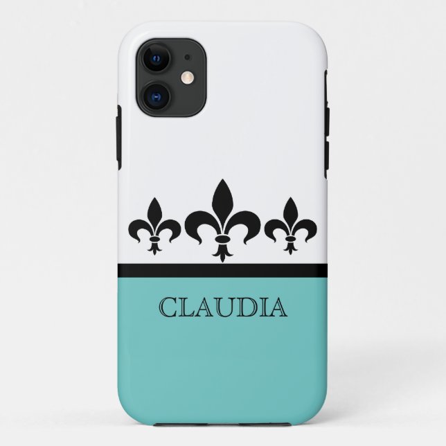 Aqua Swanky Fleur De Lis BT iPhone 5 Coque (Dos)