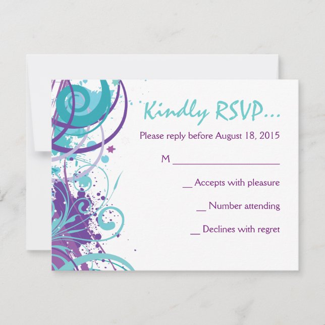 AQUA SWIRLS & STARS Bat mitzvah Invitation (Devant)