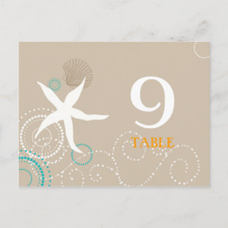 Aqua Tan White Beach Numéros de table de mariage