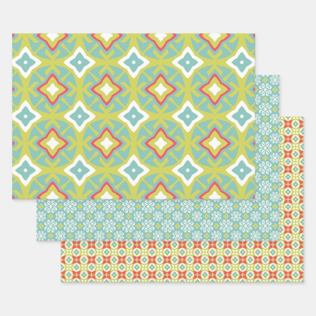 Aqua Tiki Vibe Ensemble de papier d'enveloppement (Lot)