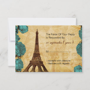 aqua tour eiffel vintage mariage rsvp 3,5 x 5
