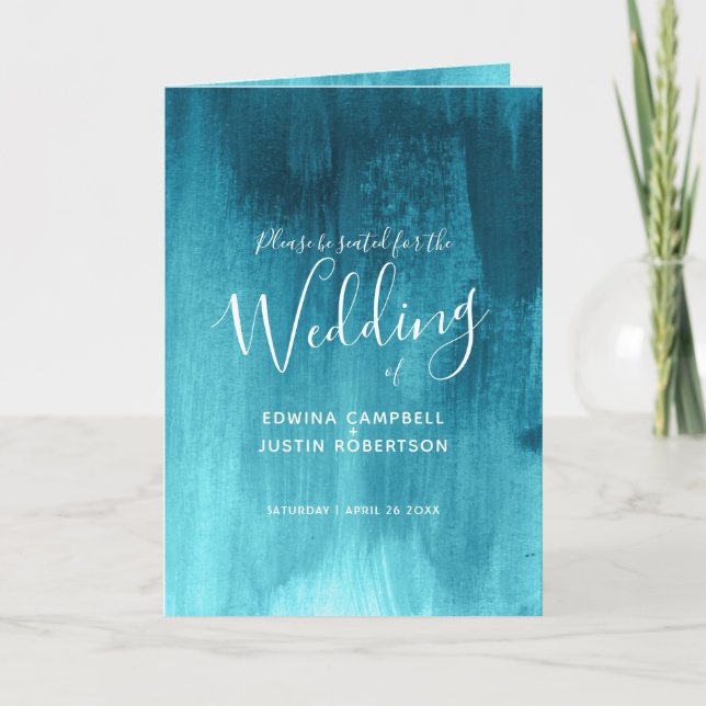 Aqua turquoise Programmes de mariage d'art abstrai (Devant)