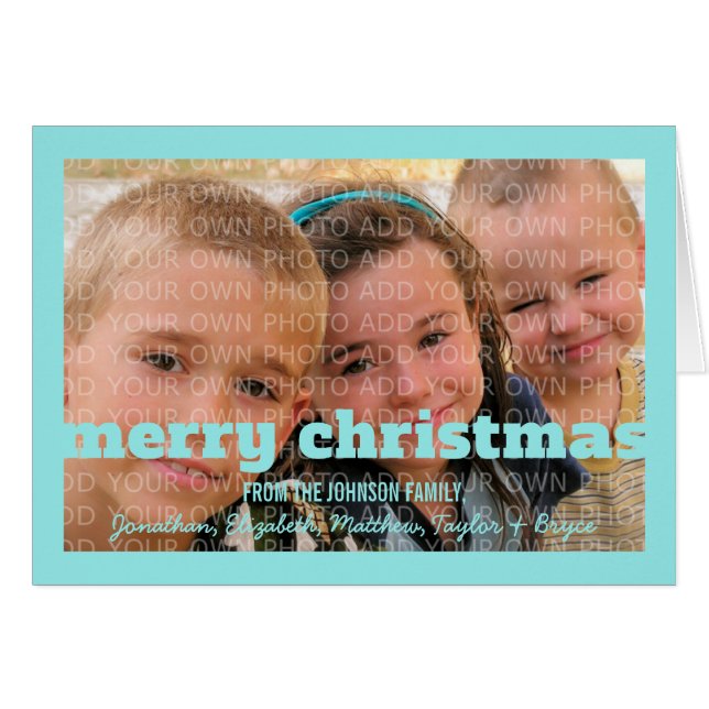 Aqua Typographie Joyeux Noël Carte de voeux (Devant horizontal)