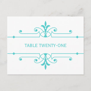 Aqua v2 Fancy Ornamial Numéro de table Carte posta
