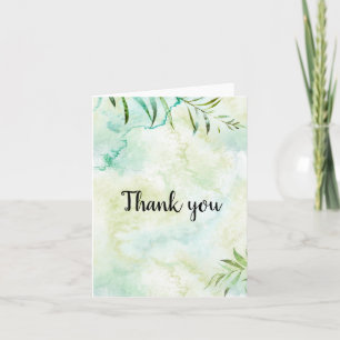 Aqua Vert Feuilles Tropicales Aquarelle Merci