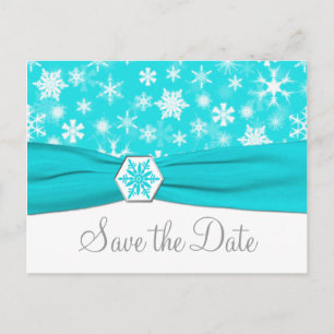 Aqua, White, Grey Snowflakes Enregistrer la carte 