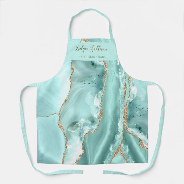 Aquamarine agate esthétique tablier professionnel (Recto)
