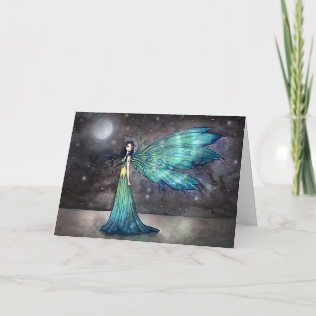 Aquamarine Eve Fantaisie Fée et Carte d'Art de Lun (Devant)