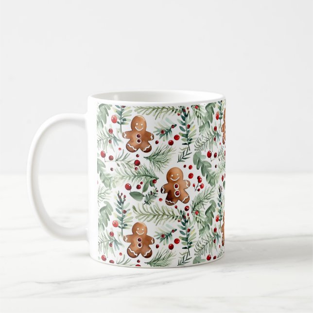 Aquarell Christmas Pattern Lebgâteau Tasse à café (Gauche)