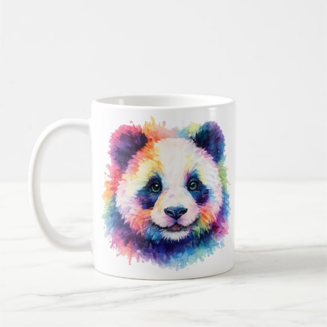 Aquarell Regenbogen Panda Tasse – Wildtier Edition (Gauche)