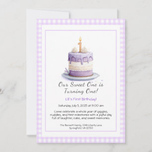 Aquarelle 1er Anniversaire Invitation avec Cake li