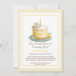Aquarelle 1er anniversaire Invitation - Jaune de g