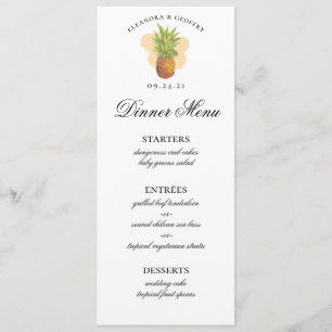 Aquarelle à ananas tropicale Menu photo Mariage