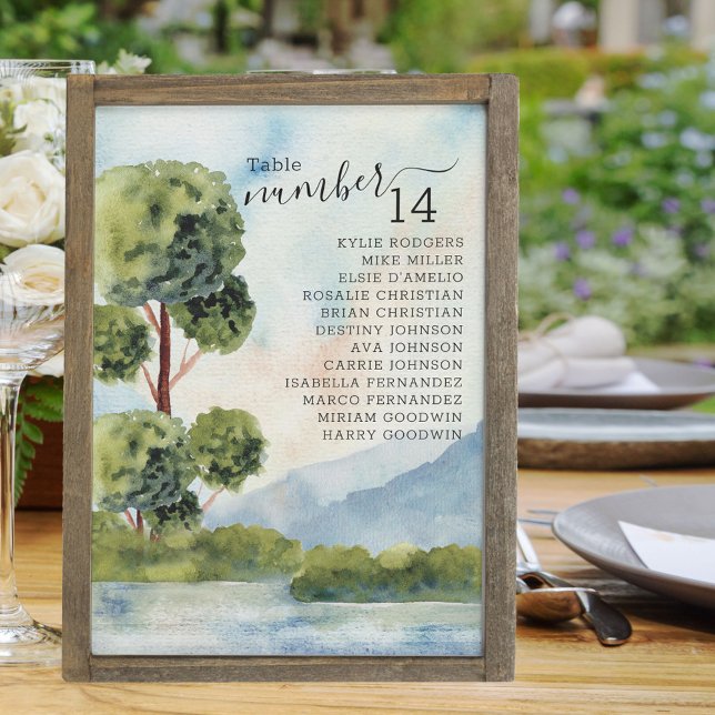 Aquarelle À feuillage persistant du lac par table (Créateur téléchargé)