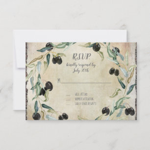 Aquarelle à feuille d'olive Vintage réponse RSVP