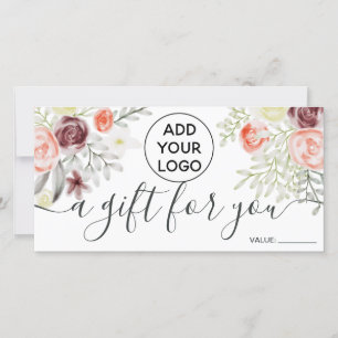 Aquarelle à fleurs rouges logo rustique certificat