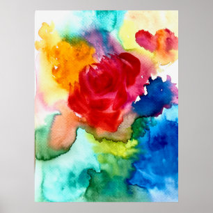 Aquarelle abstrait rose coloré poster