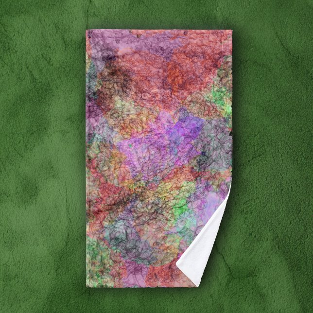 Aquarelle Abstraite Couleurs torsadées (Abstract design swirls of pretty pastel colours grey squiggle lines on bath hand towel.)