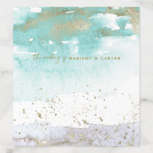 Aquarelle Abstraite de Lavande Turquoise Or