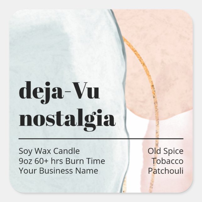 Aquarelle Abstraite Étiquettes De Bougie Bleu Et R (Devant)