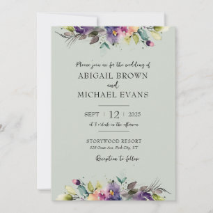 Aquarelle Abstraite Faire-part de mariage floral