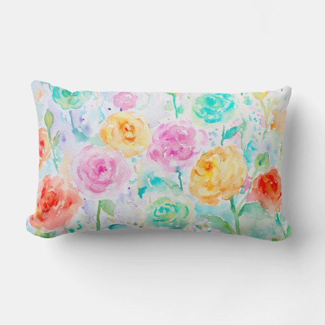 Aquarelle Abstraite Ranunculus Coussins coussins (Recto)