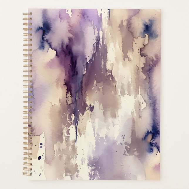 Aquarelle abstraite violette et beige (Devant)