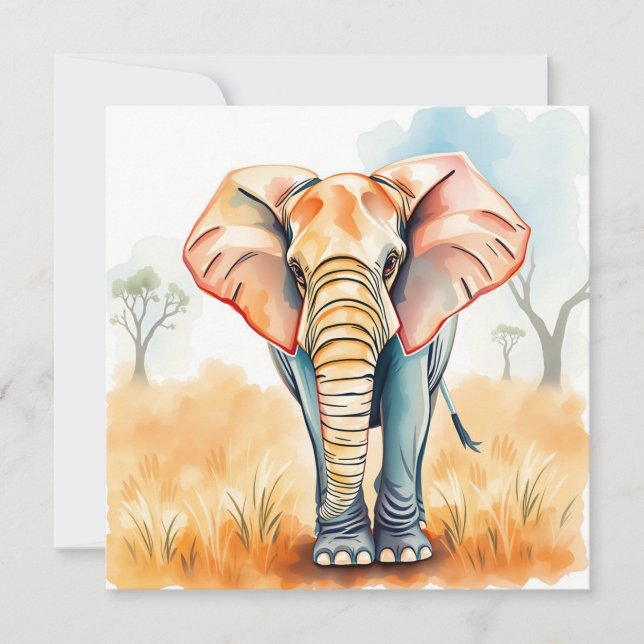 Aquarelle adorable Eléphant (Devant)
