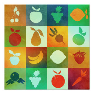 Aquarelle affiche de fruits et légumes