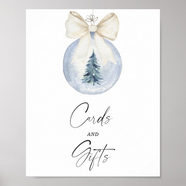 Aquarelle affiche des cartes et des cadeaux d'hive (Devant)