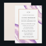 Aquarelle Agate Slice Wedding Invitation | Lavande<br><div class="desc">Invitations de mariage élégantes,  avec un cadre en faux feuille d'or et une aquarelle en violet.</div>