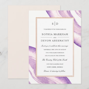 Aquarelle Agate Slice Wedding Invitation   Lavande