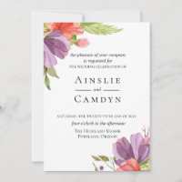 Aquarelle agile Faire-part de mariage florale