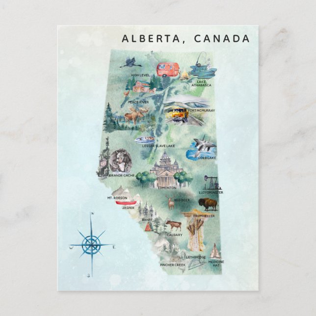 Aquarelle Alberta Canada Carte illustrée Art (Devant)