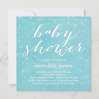 Aquarelle Amour Baby shower Invitation - Bleu