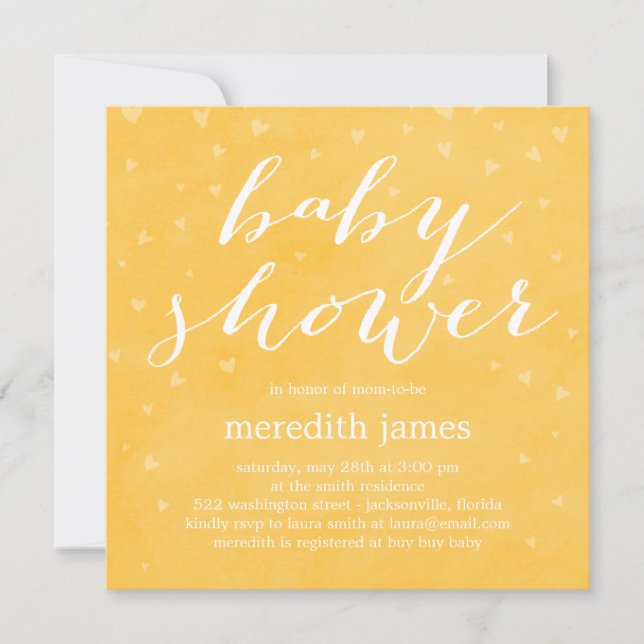 Aquarelle Amour Baby shower Invitation - Citron (Devant)