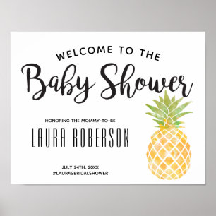 Aquarelle ananas   AFFICHE DE BIENVENUE BABY SHOWE