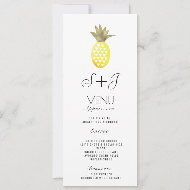 Aquarelle Ananas Oasis Tropical Foil - Menu (Devant)