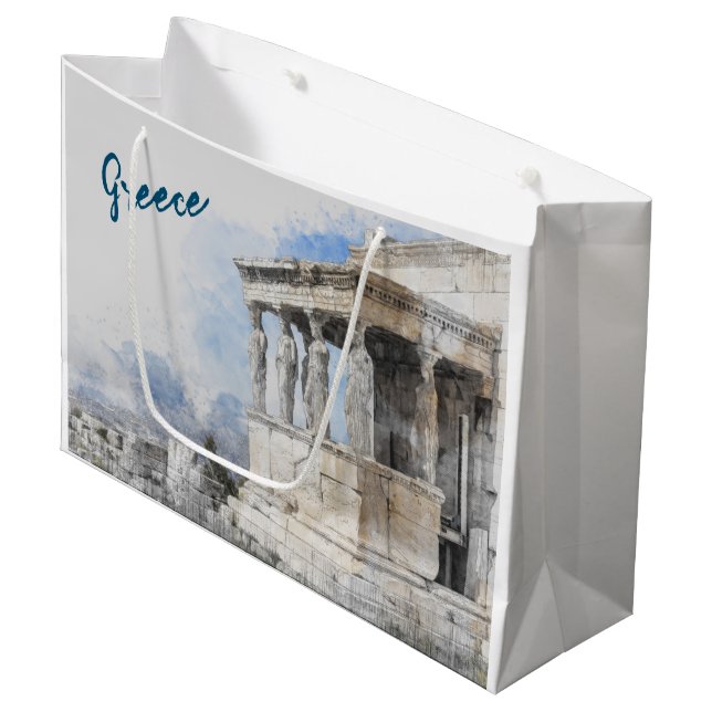 Aquarelle Ancienne ruines d'Athènes Grand sac cade (Devant Angle)